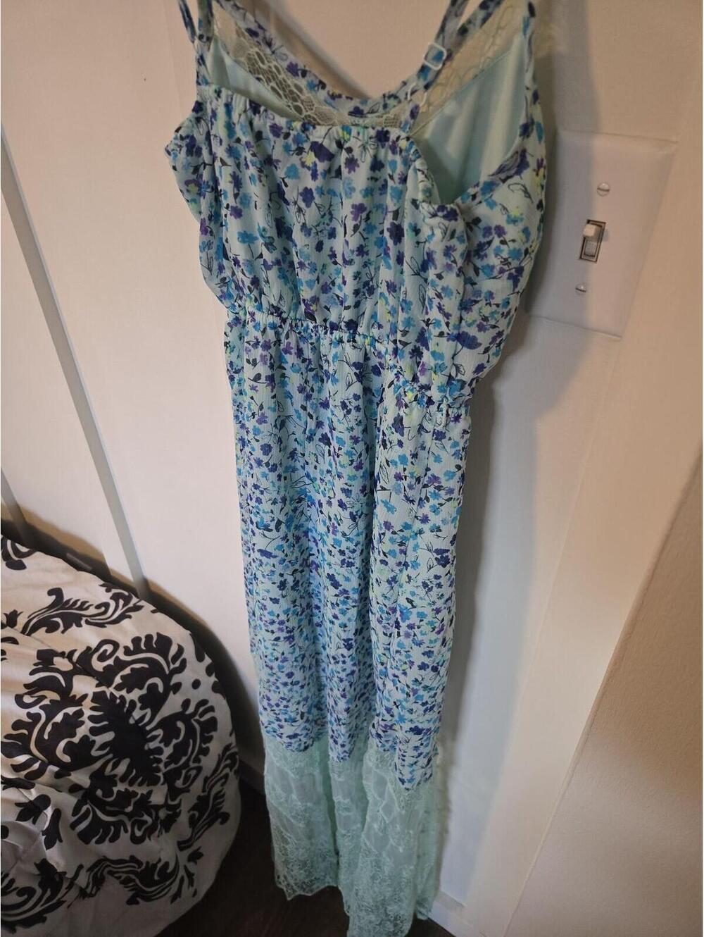 Candie's Blue Floral Lace Trim Maxi Dress Size S - Picture 5 of 5